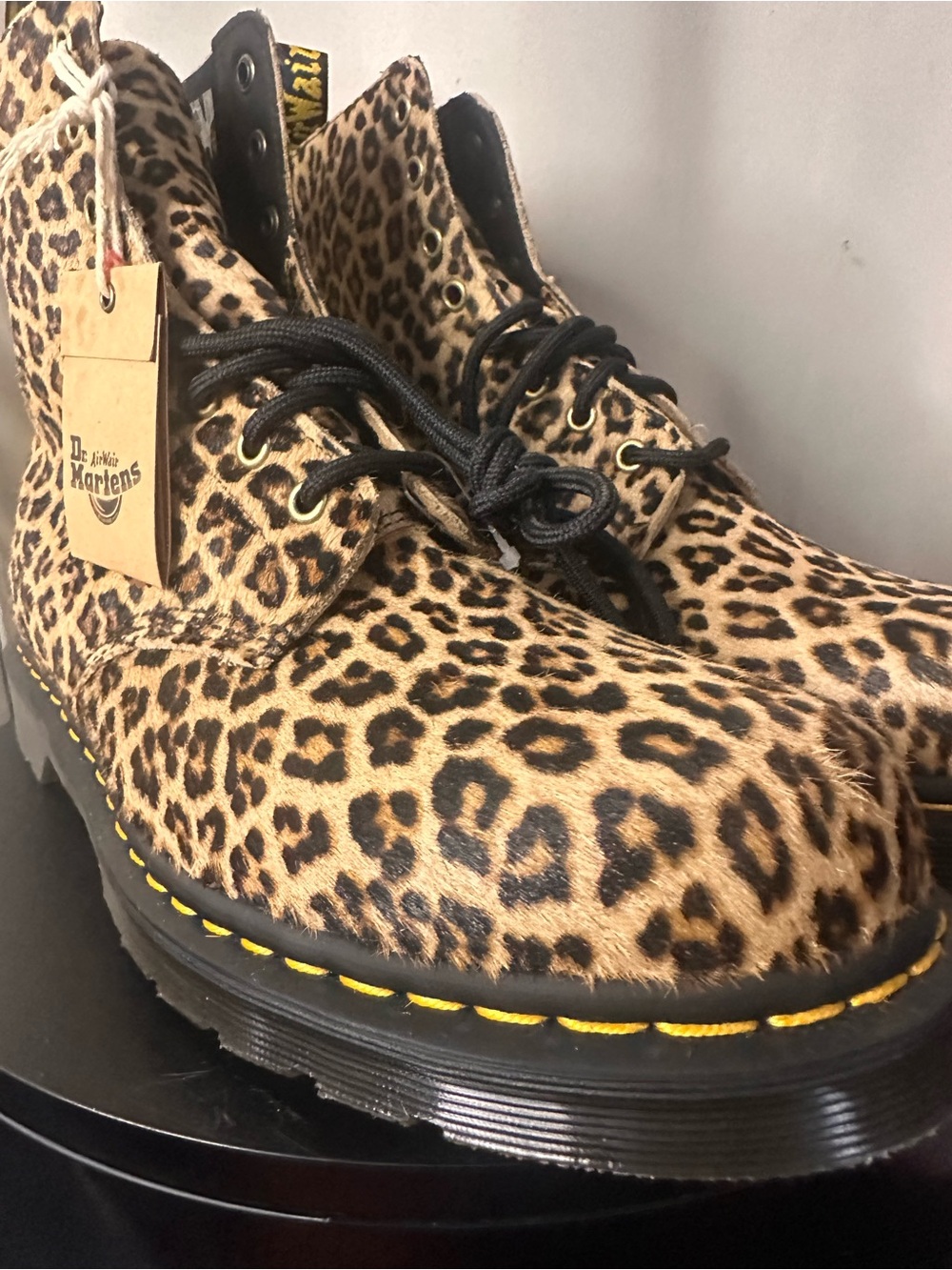 Dr. Martens 1460 Pascal Genuine Leopard-Print Hair-On Leather Boots M 11 / W 12 - Picture 4 of 10